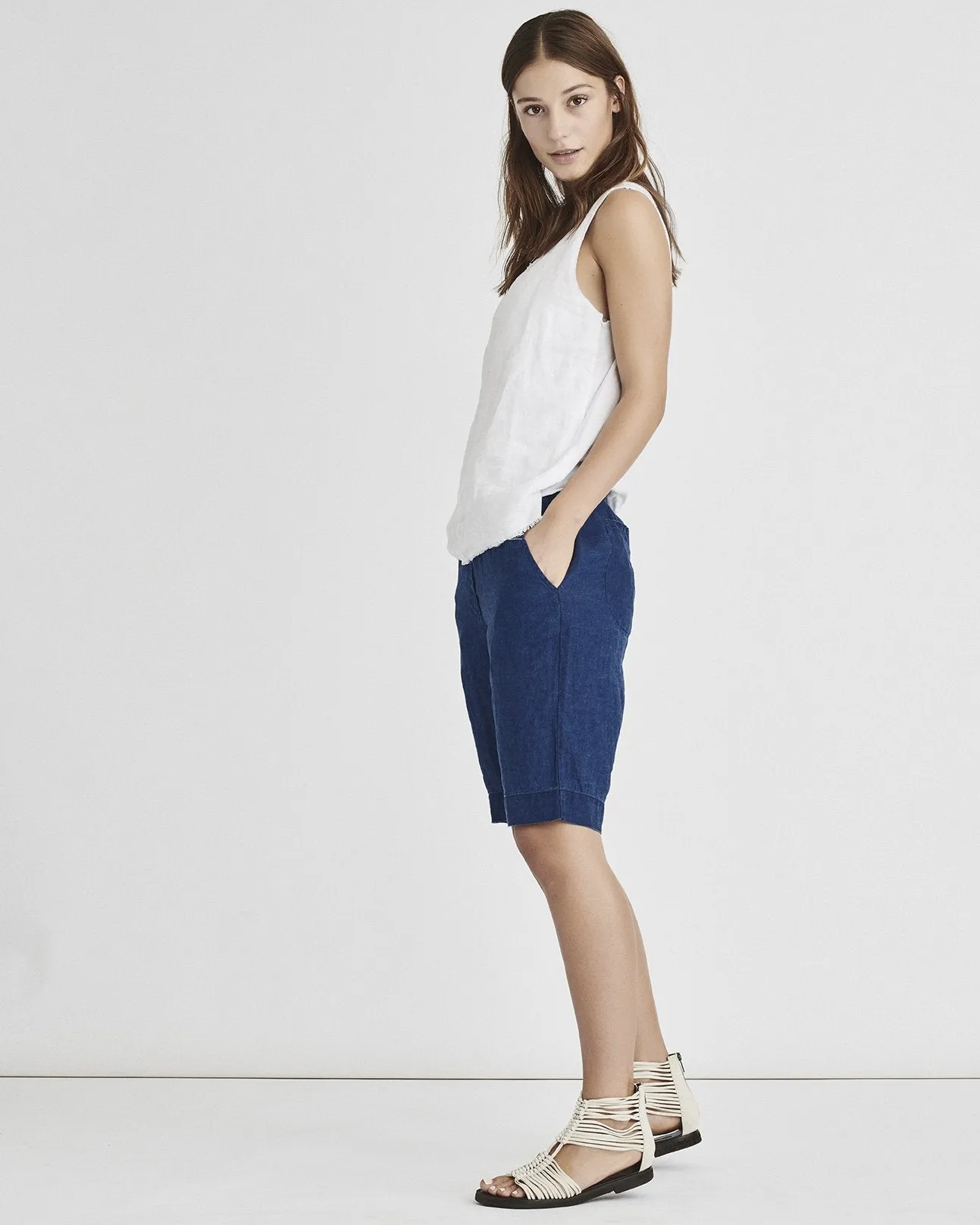 Kristensen Du Nord Pull-On Ramie Indigo Short