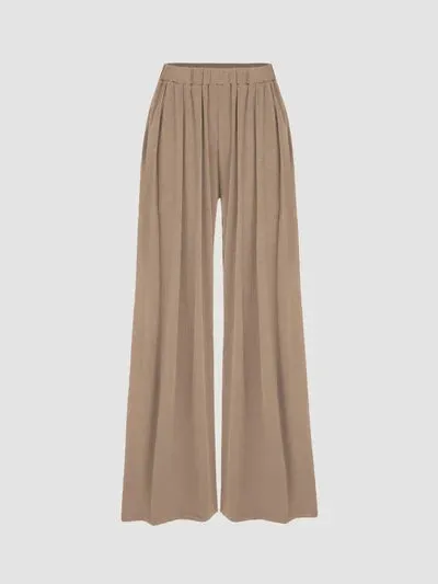 (🎁LAST DAY 57% OFF)🔥Solid Elastic Waist Wide Leg Pants(Buy 2 Free Shipping)