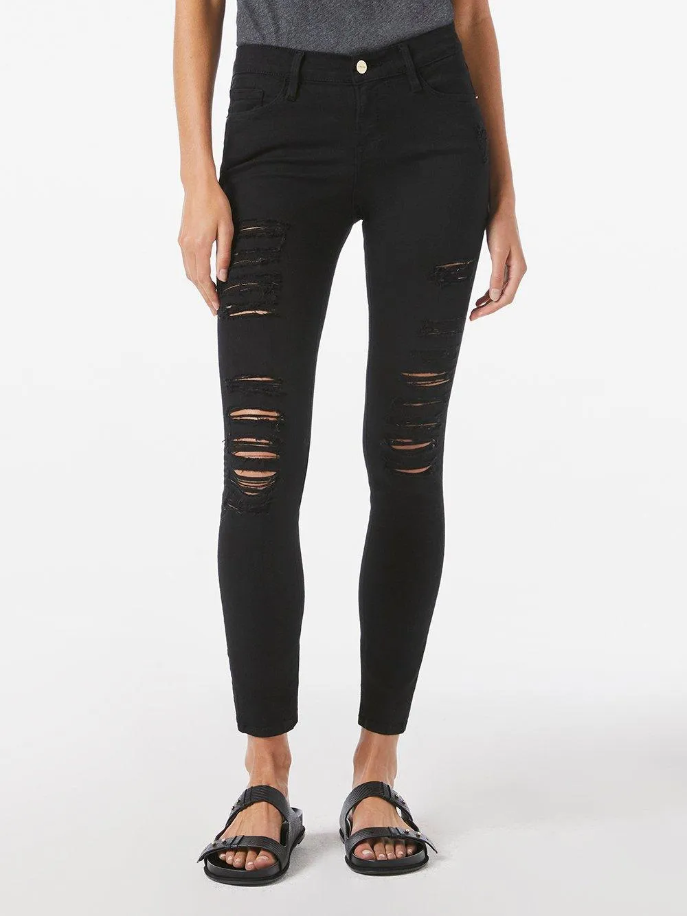 Le Color Ripped Jeans Film Noir