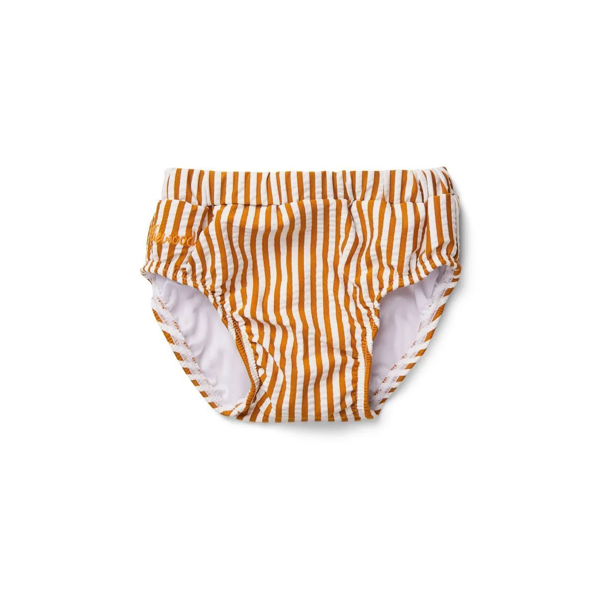 Liewood Frej baby boy swim pants seersucker Mustard/White