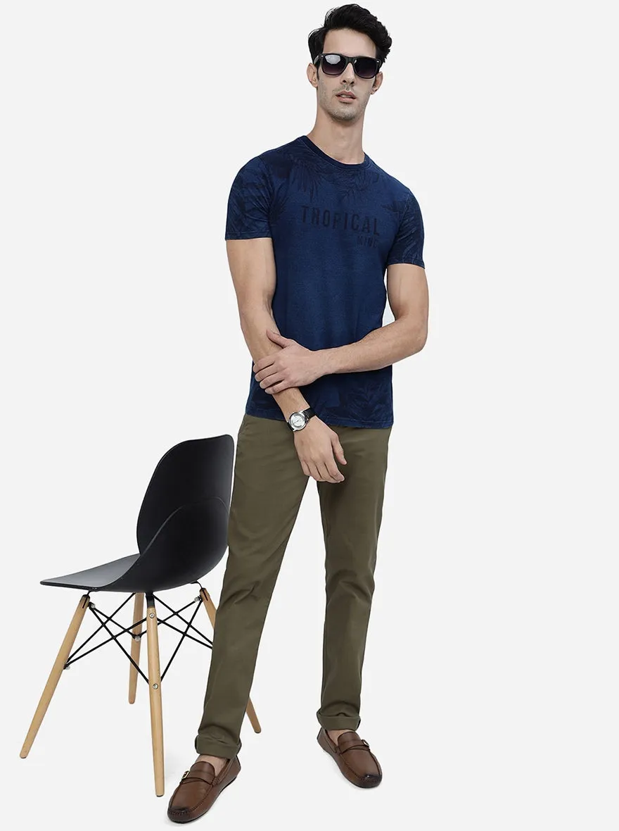 Light Olive Solid Super Slim Fit Casual Trouser | Greenfibre