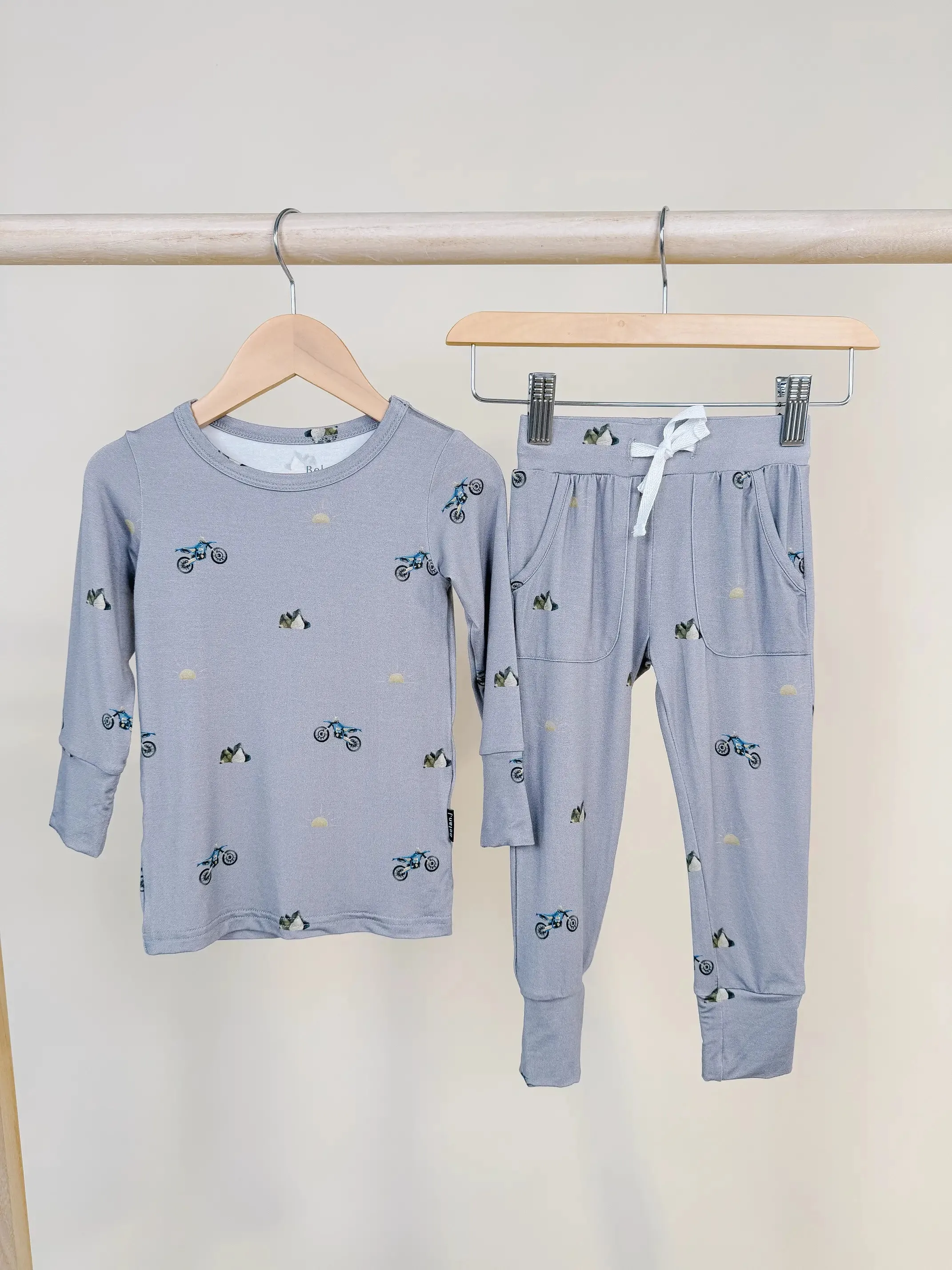 Long Sleeve PJ Set - Grey Dirtbikes