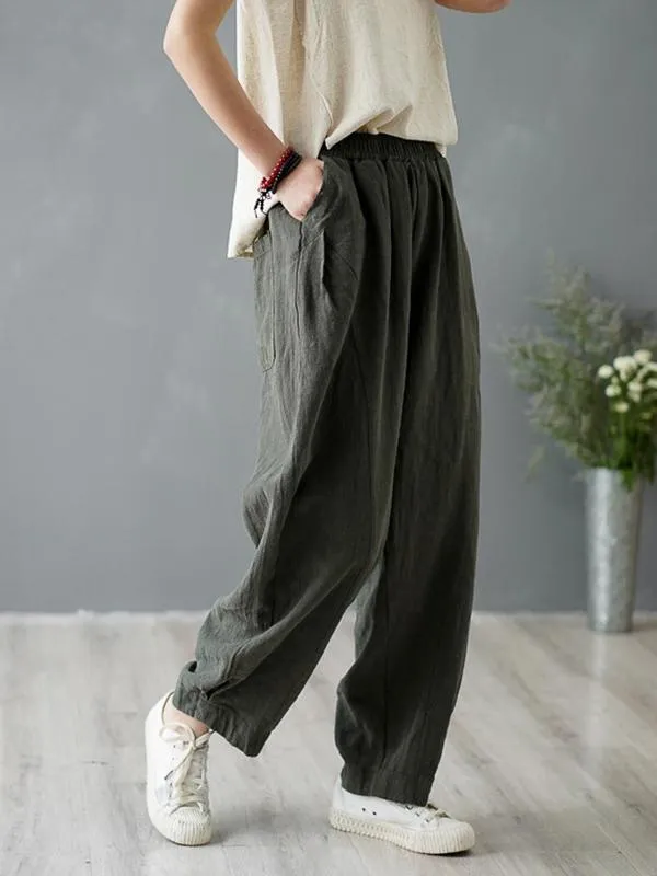 Loose Solid Color Casual Pants