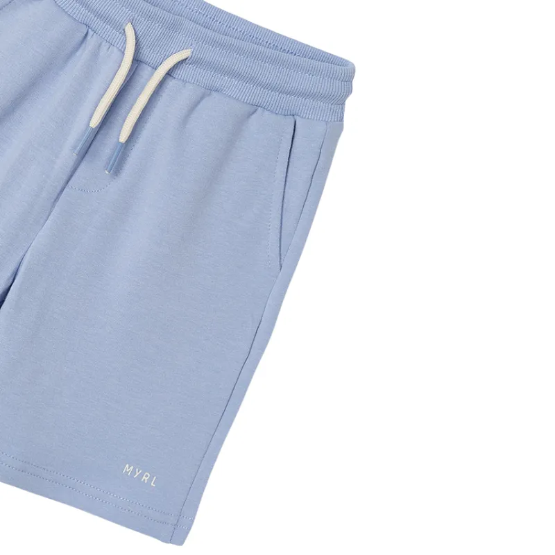 Mayoral - Boys Drawstring Fleece Shorts in Powder Blue