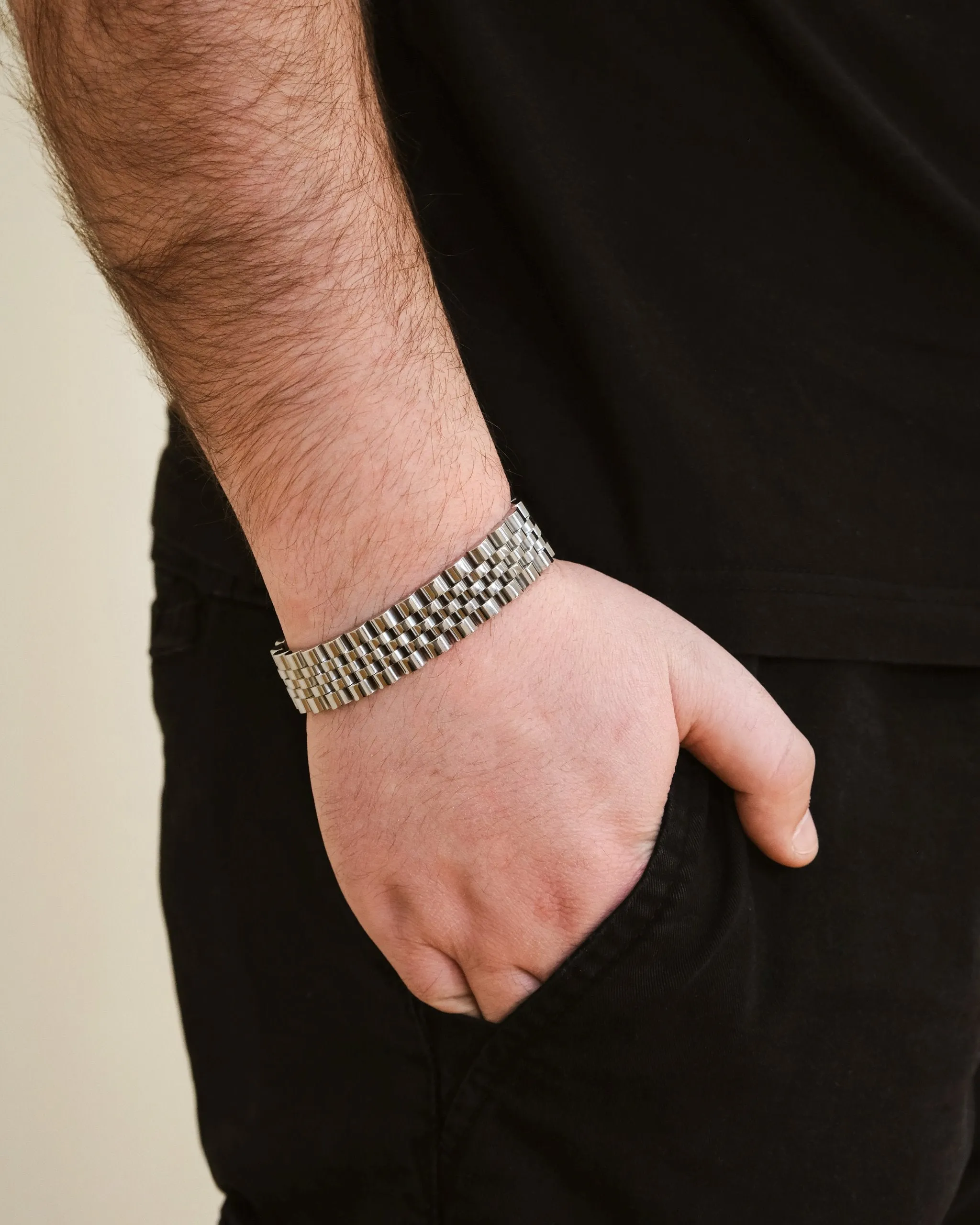 Men's Statement Watch Band Chain Bracelet