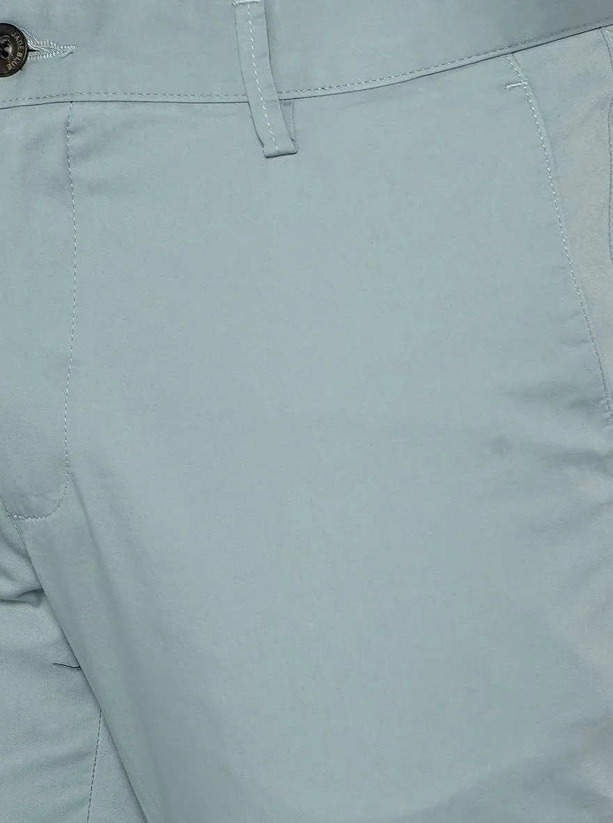 Mint Blue Solid Uno Fit Casual Trouser | JadeBlue