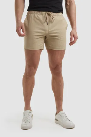 Muscle Fit Drawstring Chino Shorts in Stone