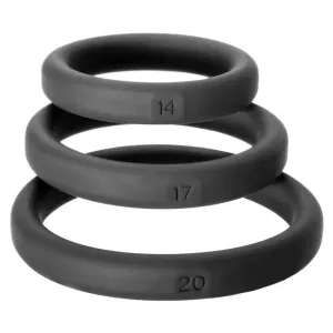 Perfect Fit Black Cock Ring Set with Size 14, 17 and 20