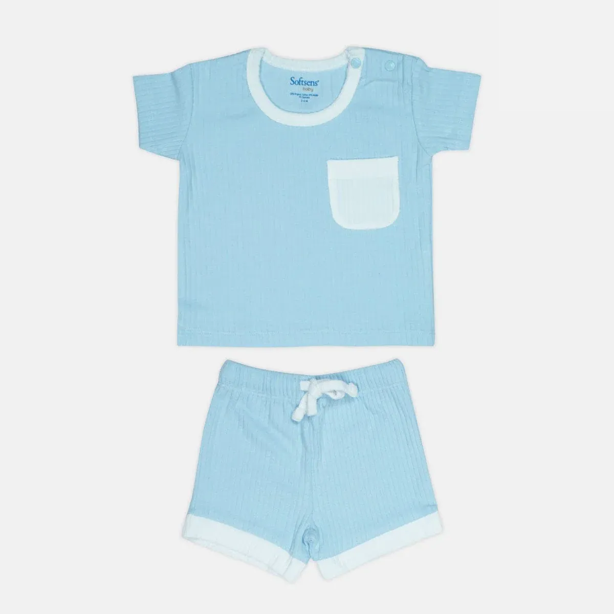 Powder Blue Ribbed Top & Shorts Set