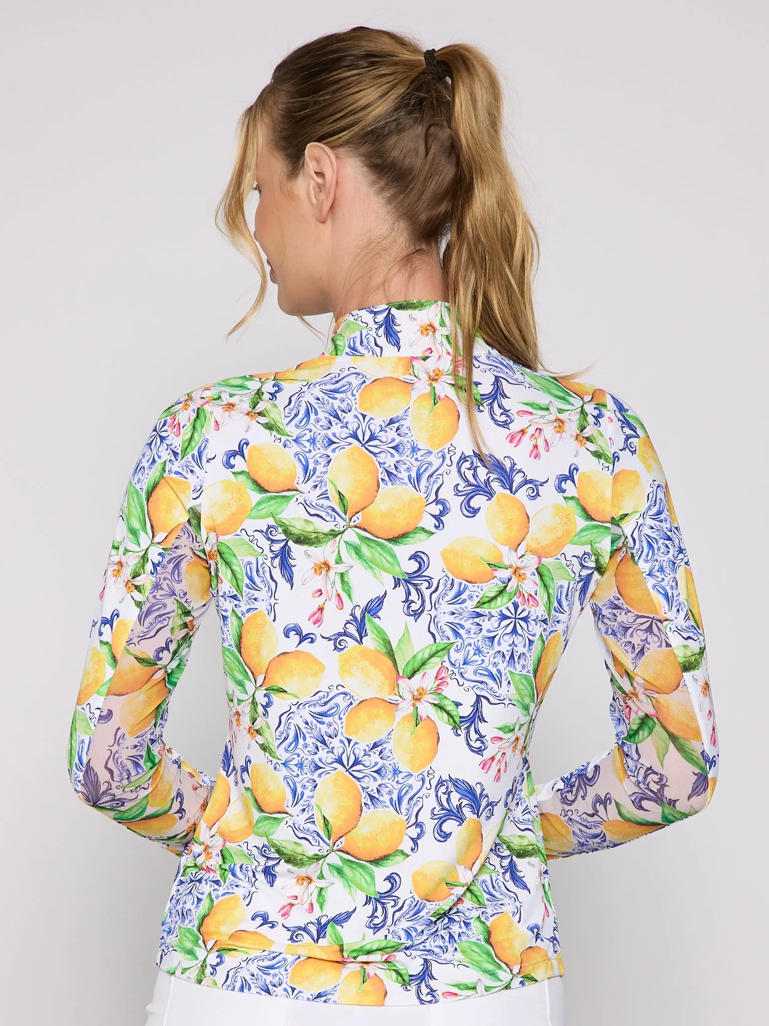 Quarter Zip Sun Protection Top In Blue Lemon