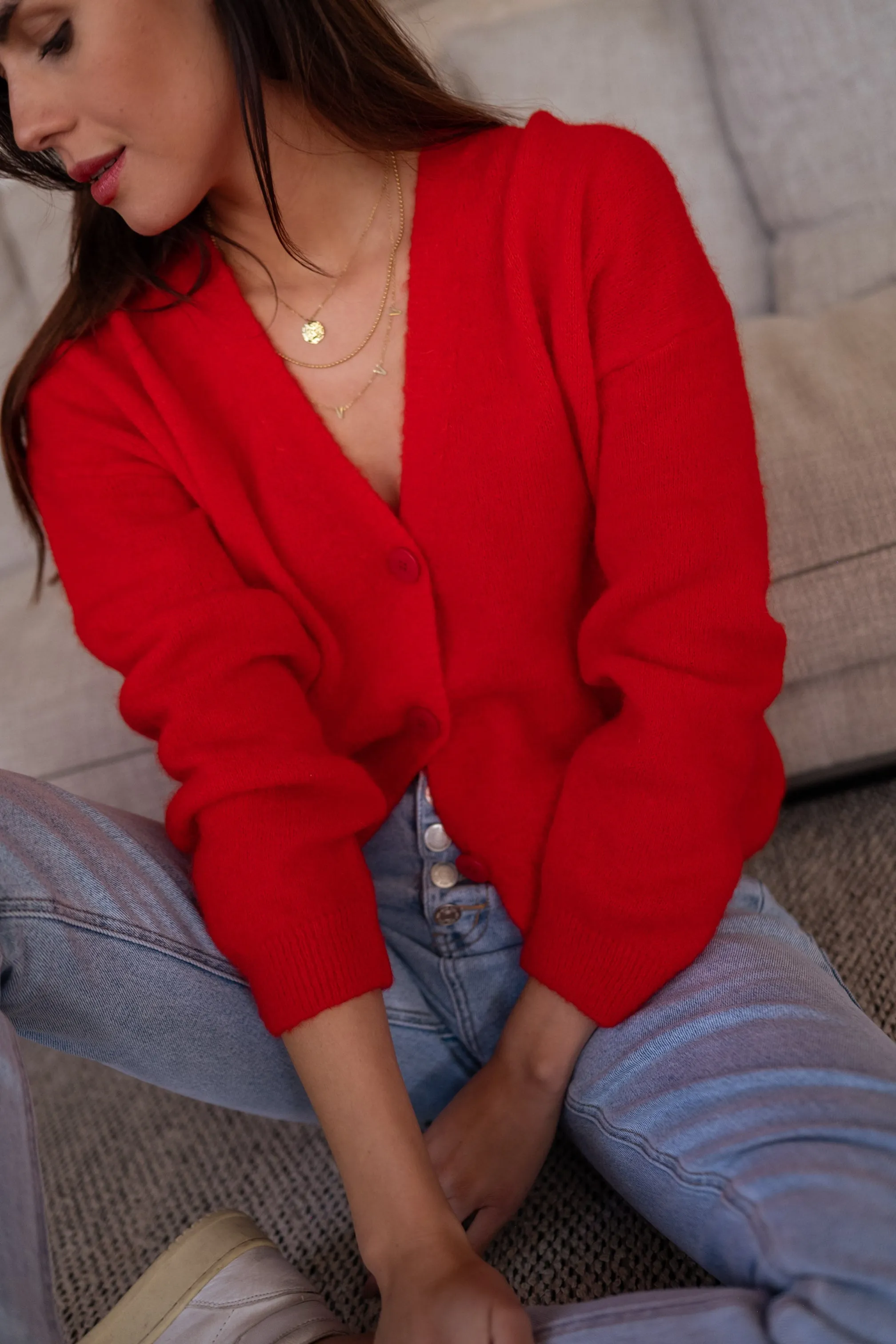 Red Gina Cardigan