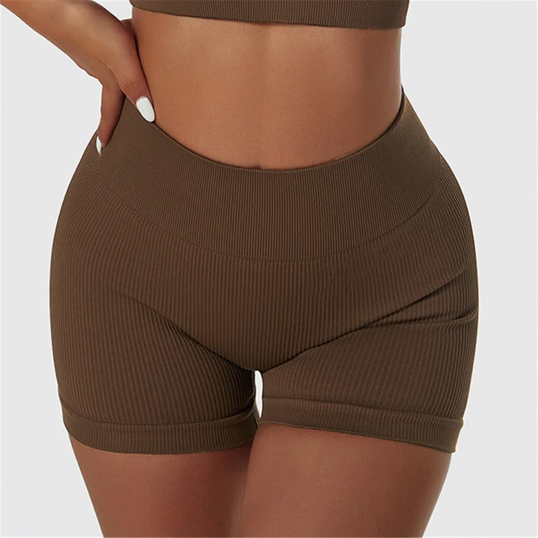 S - XL Seamless Yoga Shorts Gym Running Sports Shorts Butt Lift High Waist Shorts For Women Breathable Fitness Clothing A081S