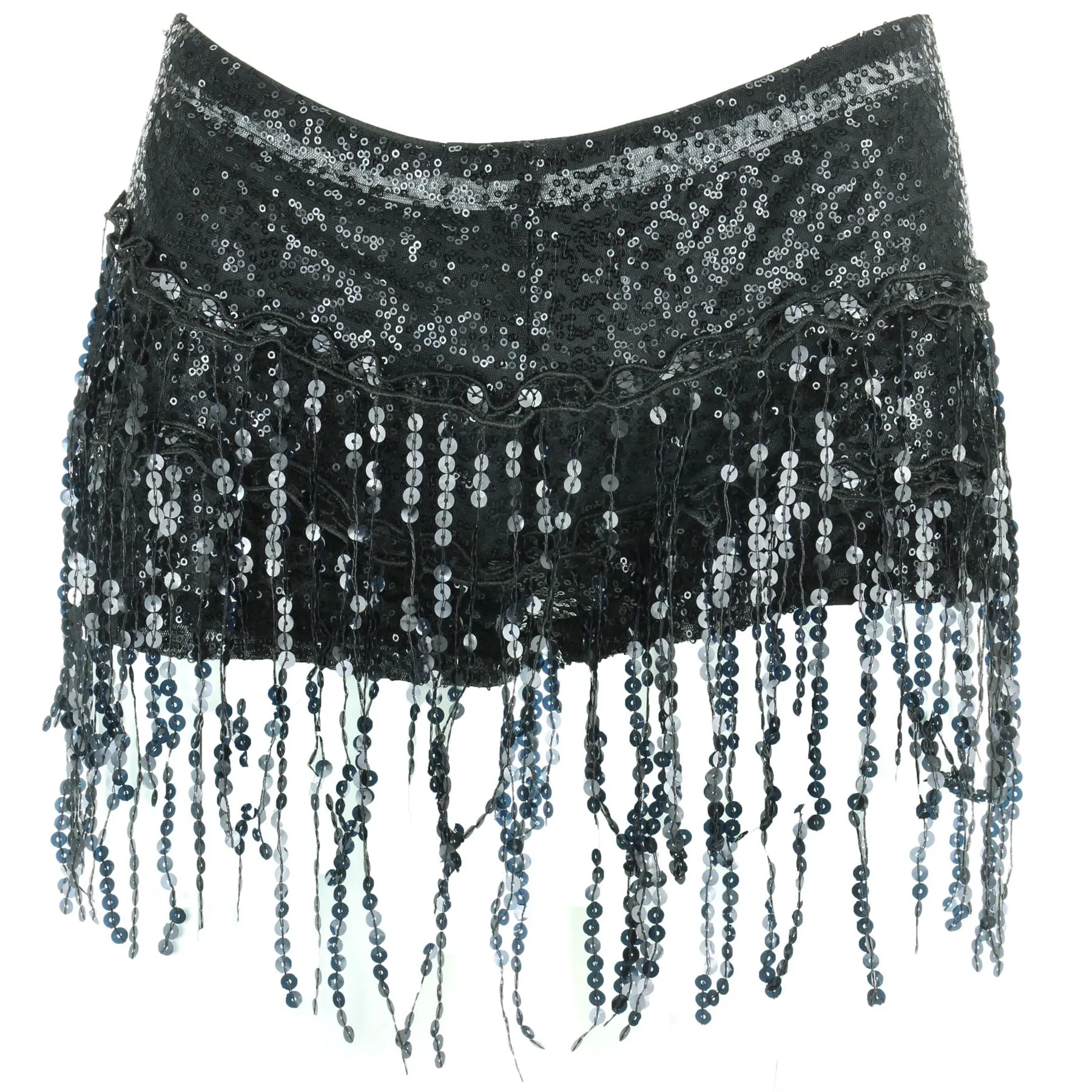 Sequin Tassel Hot Pants - Black