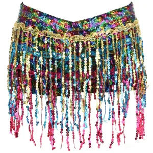 Sequin Tassel Hot Pants - Rainbow