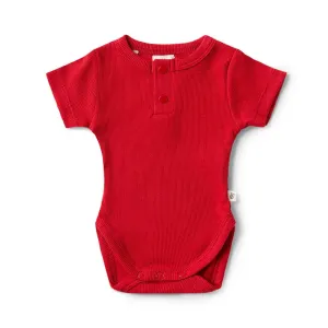 Snuggle Hunny SS Bodysuit - Red RIB