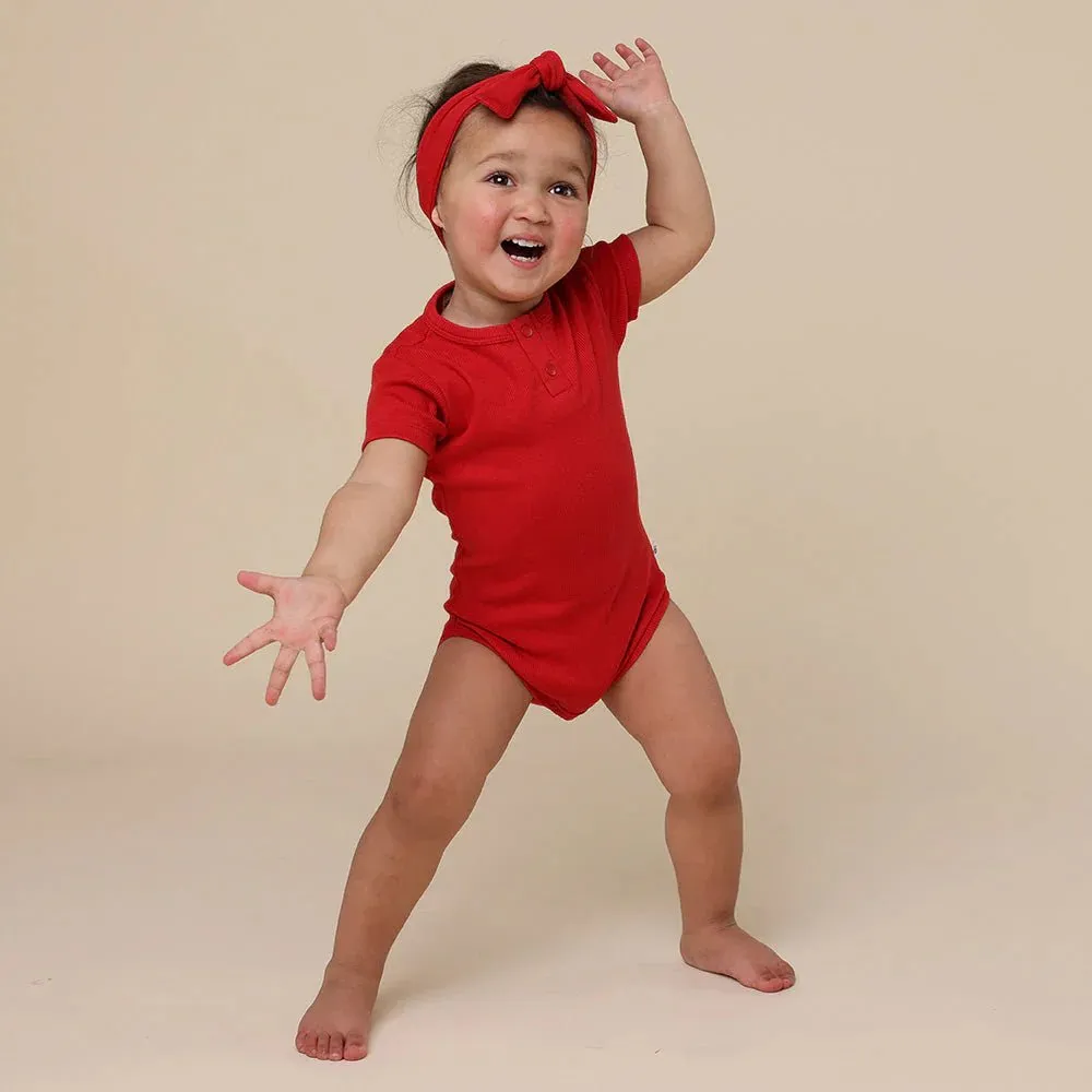 Snuggle Hunny SS Bodysuit - Red RIB