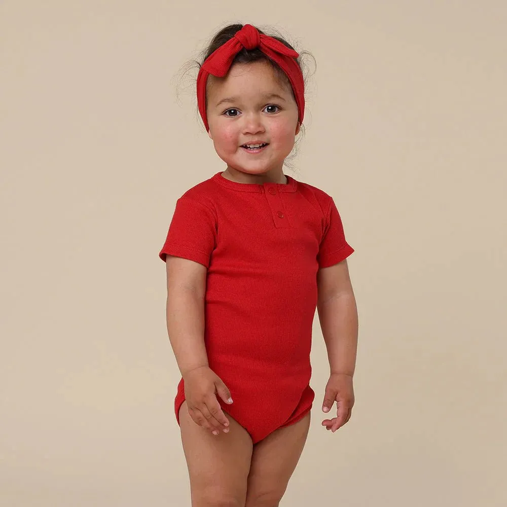 Snuggle Hunny SS Bodysuit - Red RIB