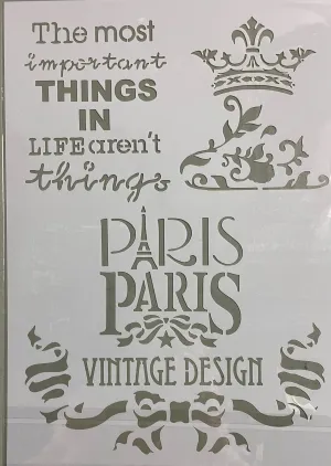 STENCILS PARIS VINTAGE DESIGN   8x11