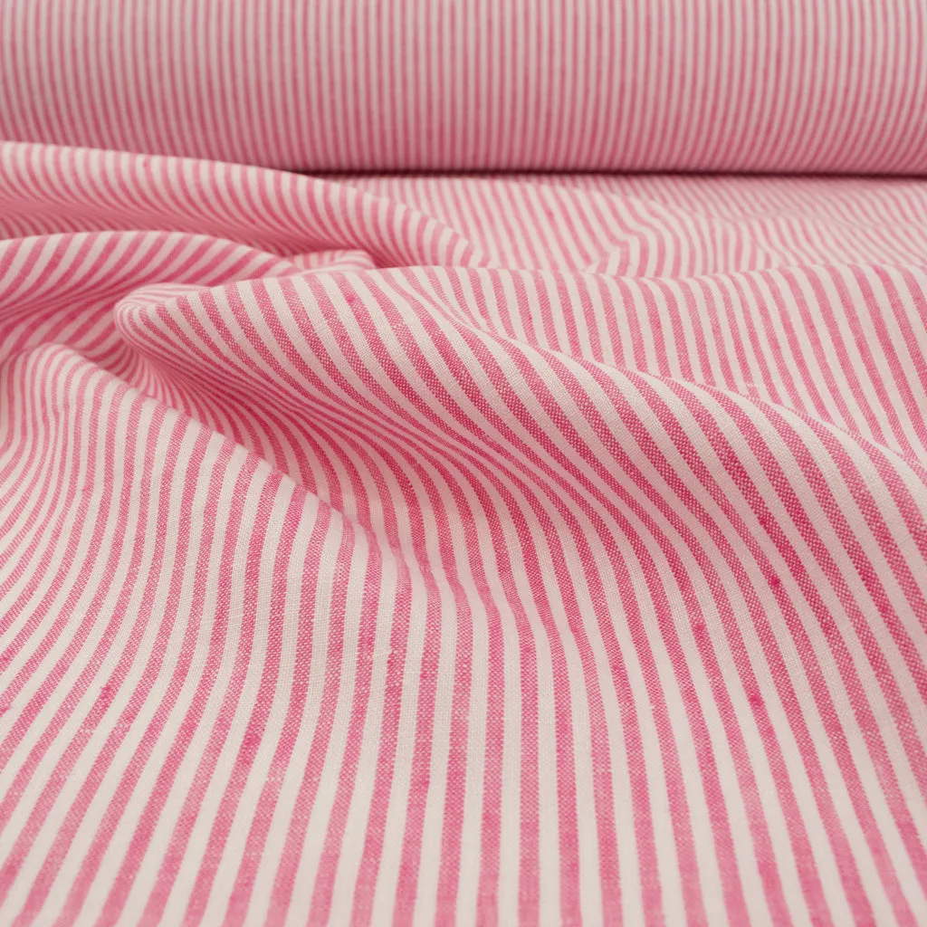 Stripe Linen - Bright Pink