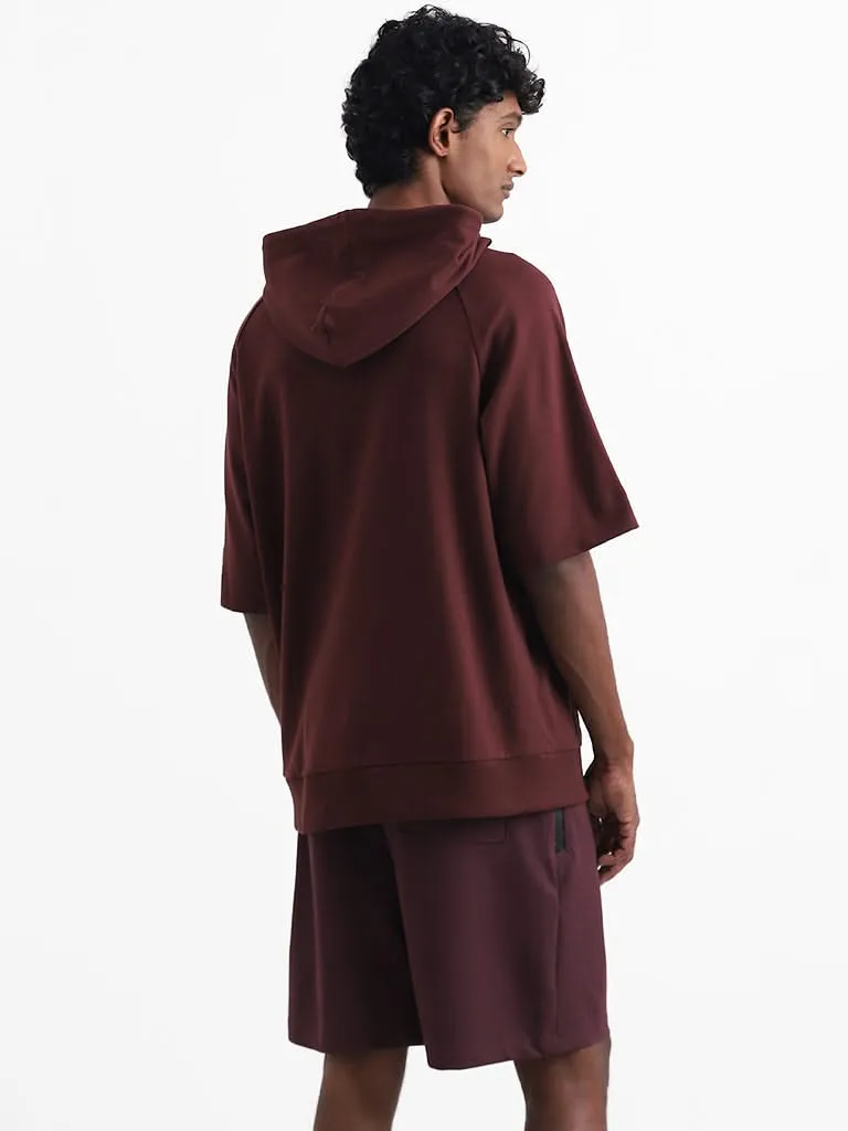 Studiofit Wine Hoodie Cotton Blend Relaxed-Fit T-Shirt