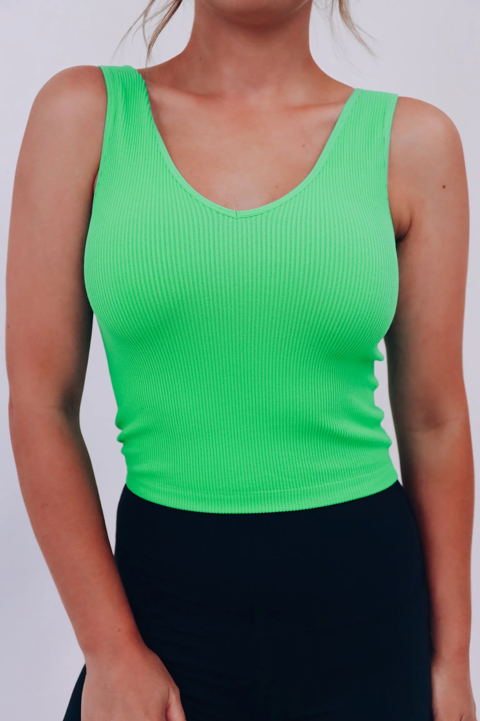 The 2 In 1 Reversible Crop Tank Top - Green