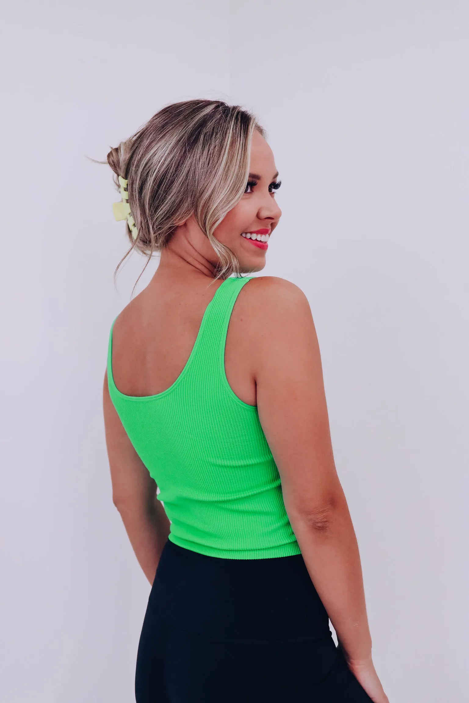 The 2 In 1 Reversible Crop Tank Top - Green