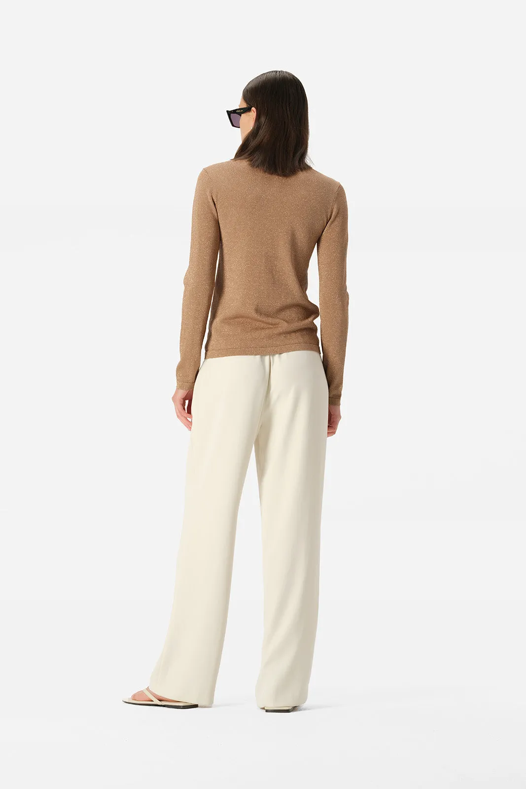 Thelma Knit Top Tan Lurex