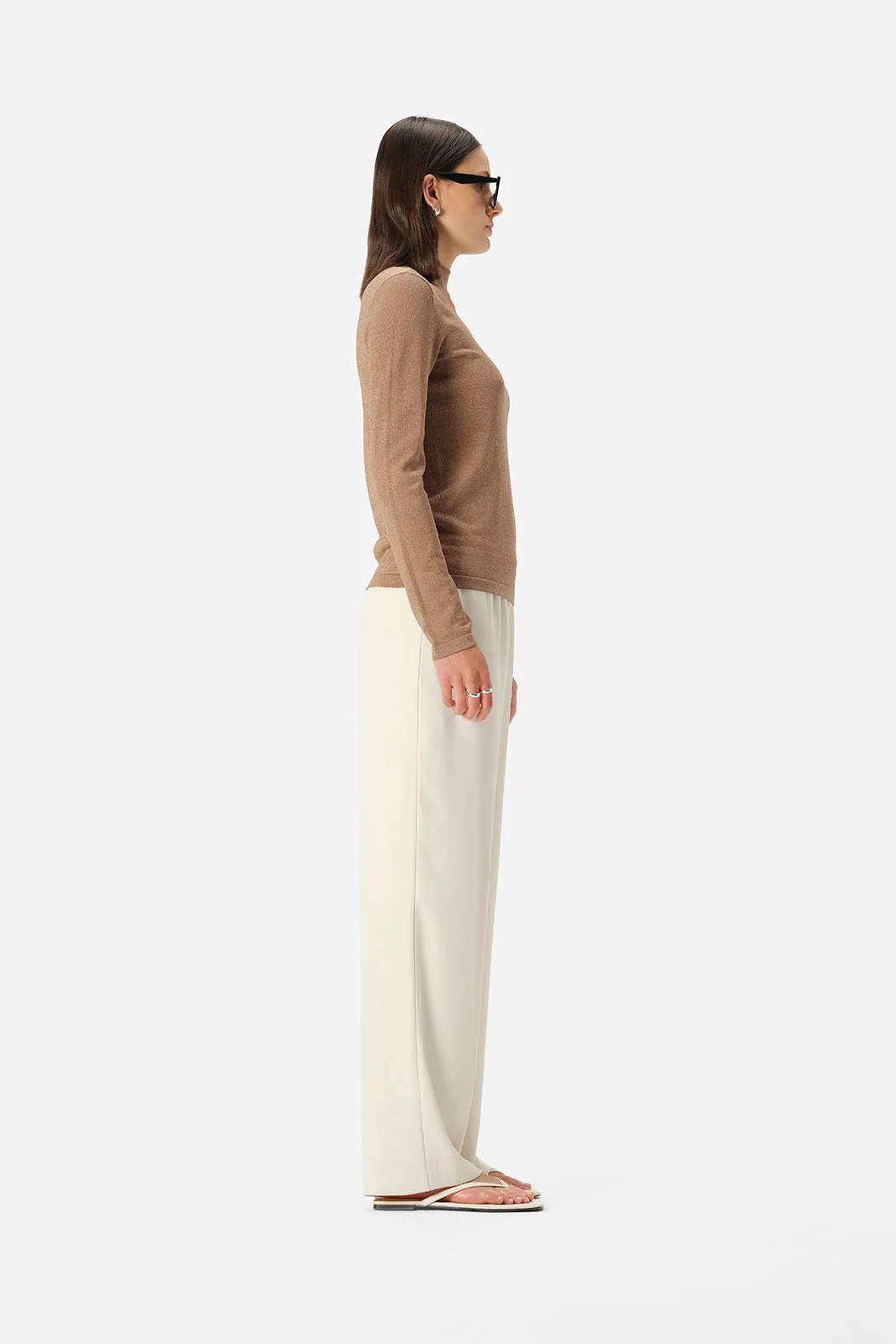 Thelma Knit Top Tan Lurex