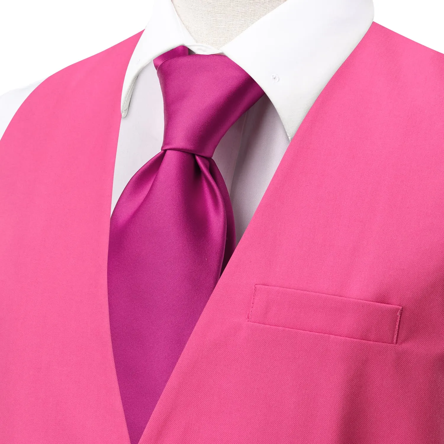 Ties2you Dress Vest Top Hot Pink Solid V Neck Men's Silk Business Vest