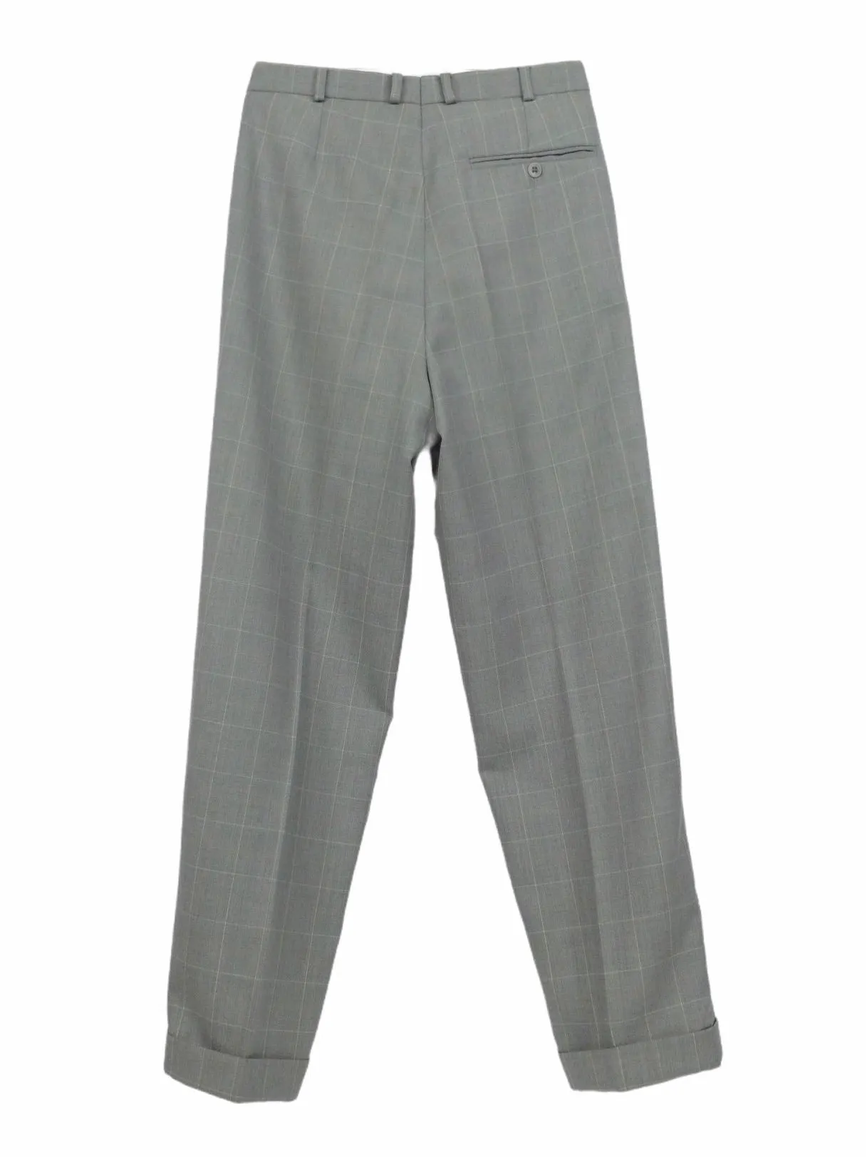 Vintage 00s Y2K Men’s Grey Plaid Check Print Straight Leg Cigarette Trouser Pants | Size 29-30 Waist