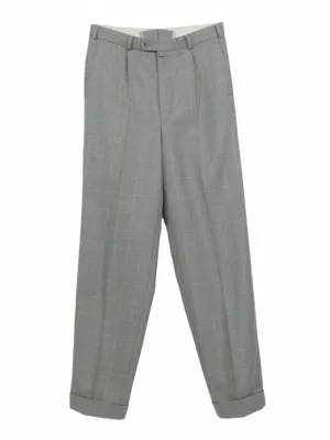 Vintage 00s Y2K Men’s Grey Plaid Check Print Straight Leg Cigarette Trouser Pants | Size 29-30 Waist