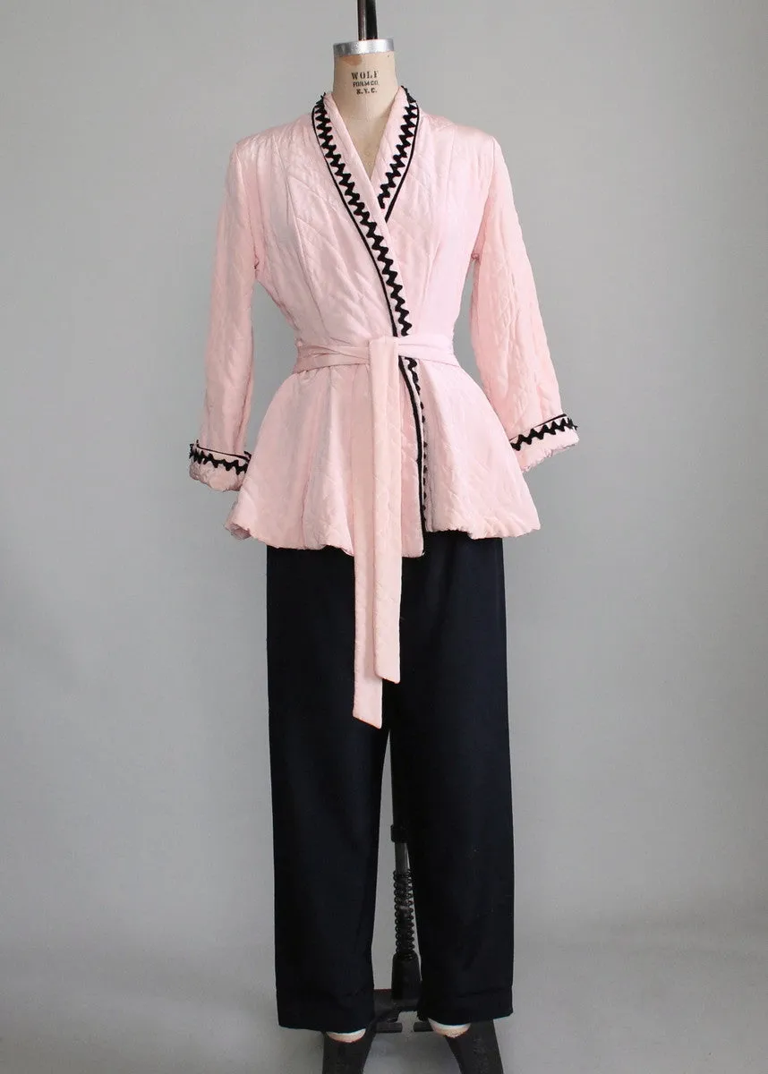 Vintage 1950s Pink and Black Lounging Set