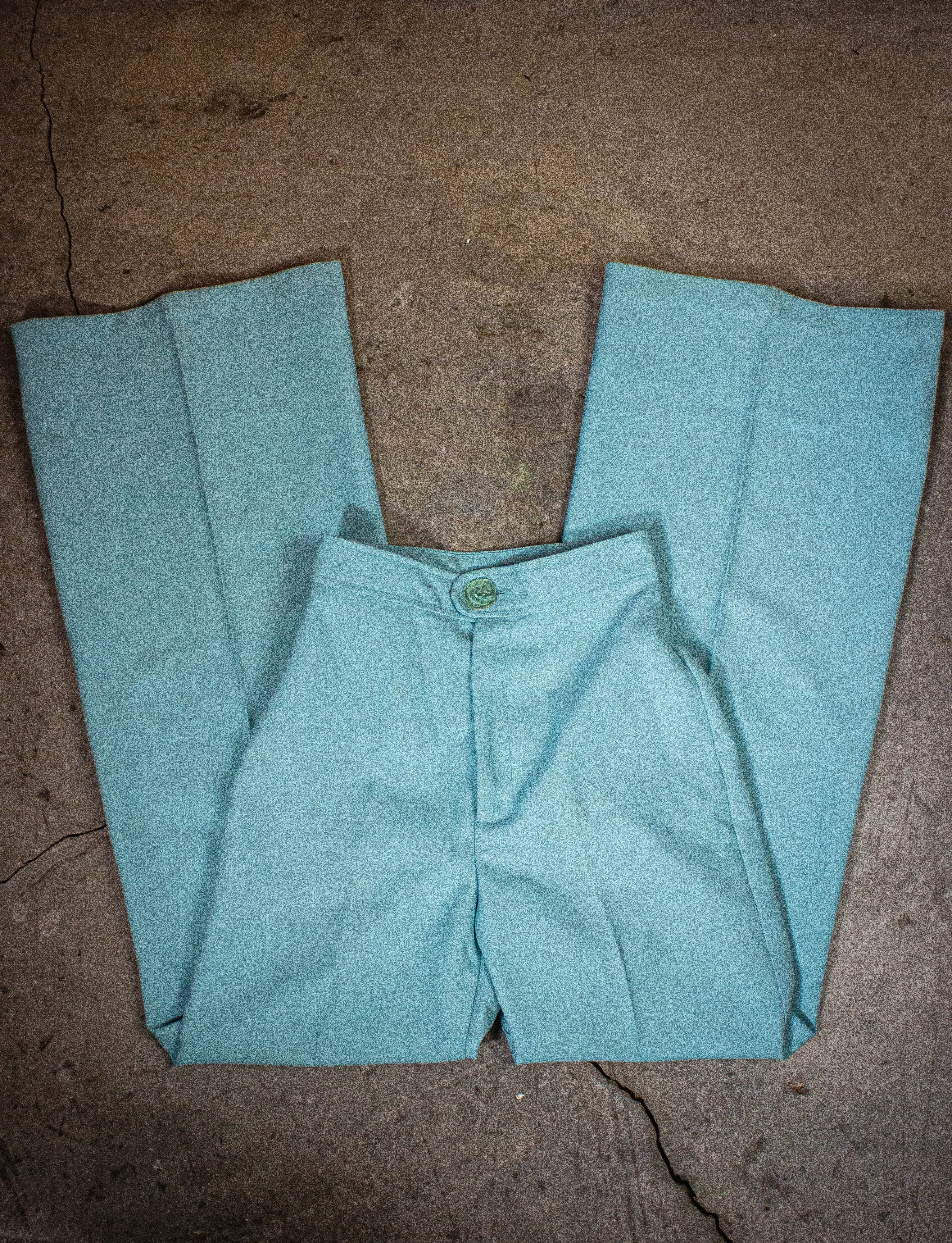 Vintage Apple Pie Bell Bottom Pants 70s Aqua Blue 22x31