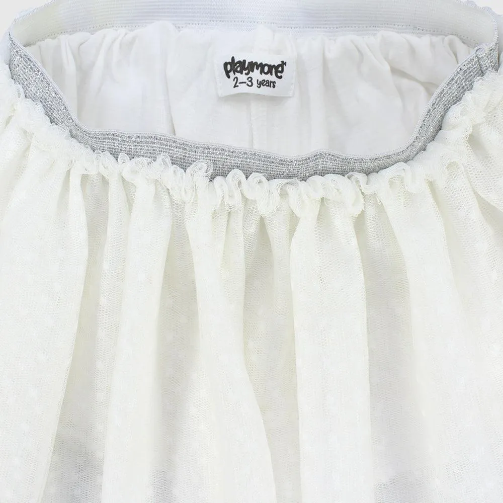 White Dotted Ruffled Skirt