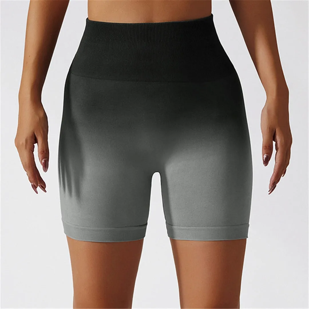 Women Seamless Short Gym Jogging Running Sports Shorts High Waist Gradient Push Up Scrunch Butt Shorts Yoga Clothing Female A084