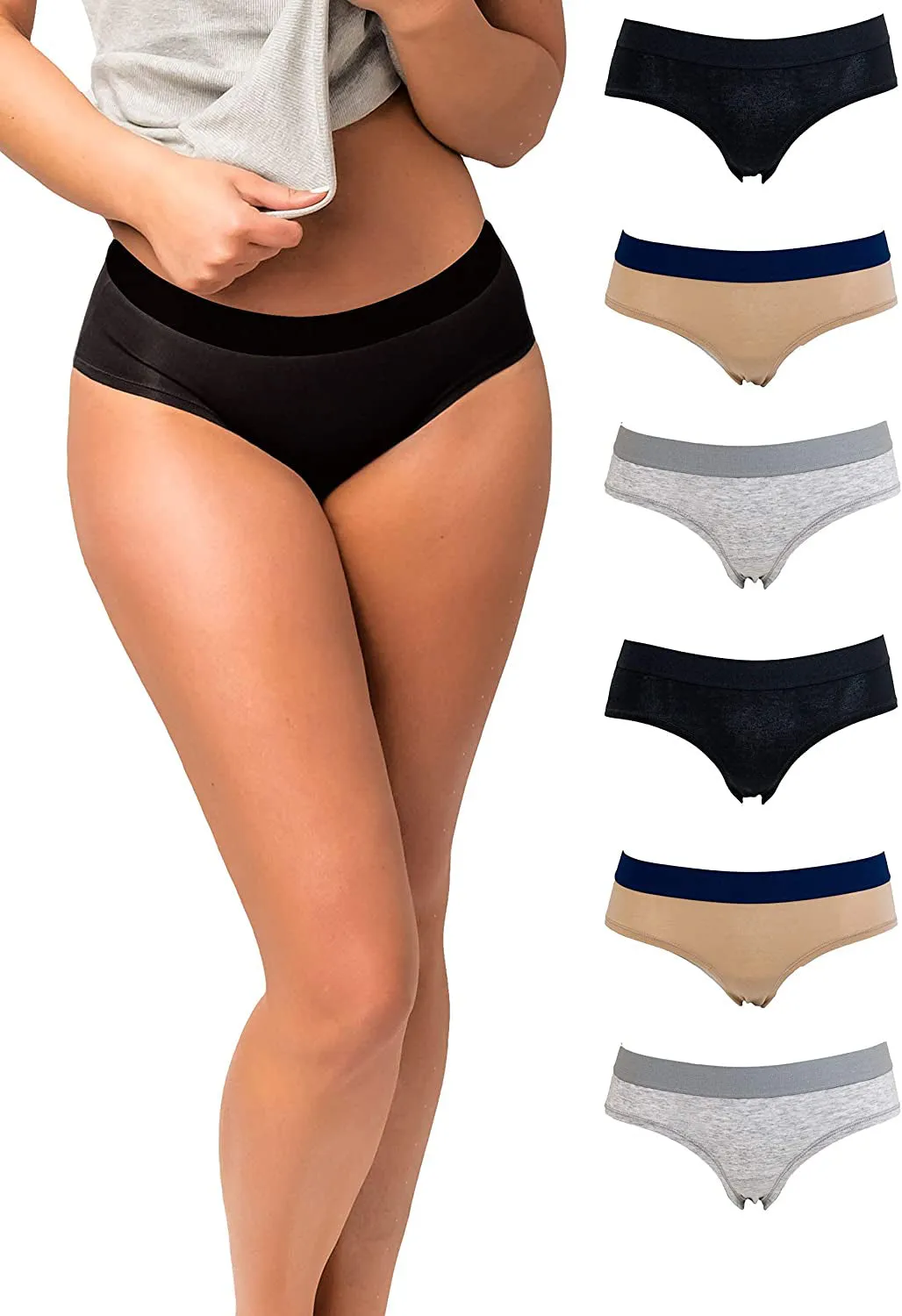 Womens Hipster Underwear Pack Soft Cotton Ladies Panty - 6 Pack