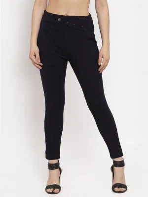 Women'S Navy Blue Relaxed Fit Jeggings