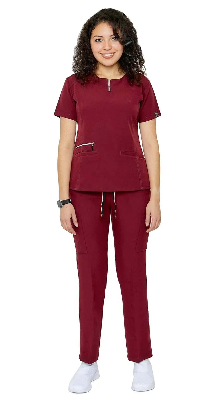 Women's Soft Stretch Silver Zipper Uniform Scrubs - Style ST400